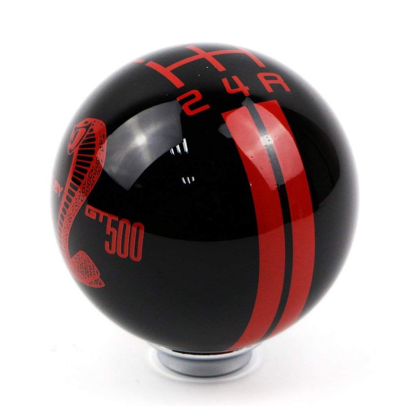 Dreamseek for Ford Mustang Car Gear Shift Knob 5 Speed Cobra Logo Manual Handle Ball (Black & Red) - Image 3
